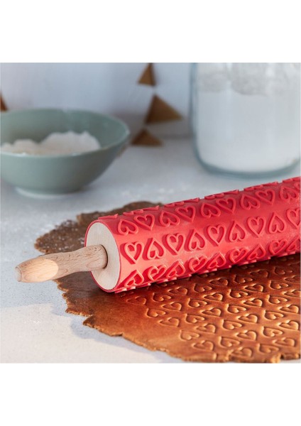 Merdane Kılıfı, Kalp Desenli-Kırmızı, 25 cm modelleri