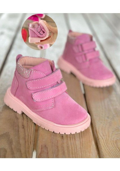 Ultra Esnek Hafif Tabanlı Çocuk Bot Gerçek Deri Cırtlı Bebe Bot