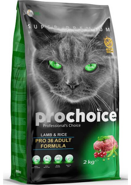 Prochoice Pro 36 Kuzu Eti ve Pirinçli Yetişkin Kedi Maması 2kg