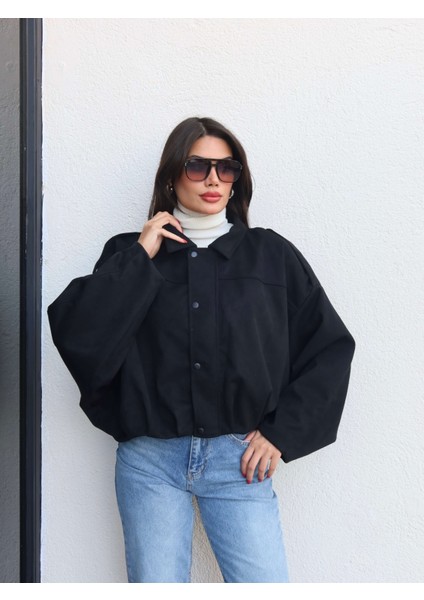 Apoletli Süet Bomber Ceket