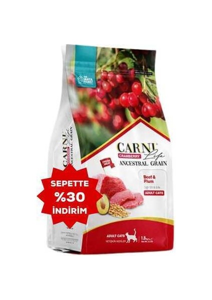 Life Cranberry Ancestral Grain Sığır ve Erik Yetişkin Kedi Maması 1,5kg
