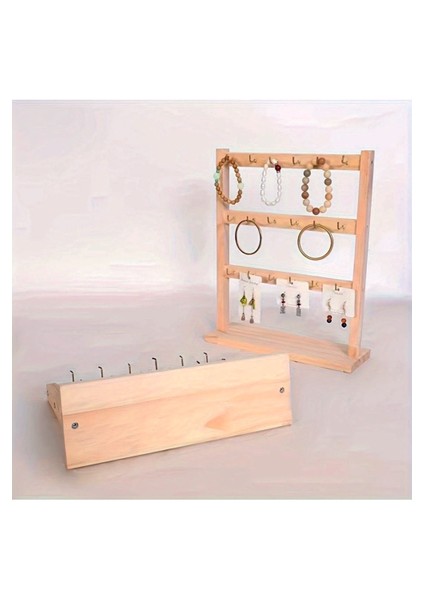 Kolye Küpe Bileklik Bilezik Standı, Ahşap Takı Sergileme Standı, 3 Kademeli Kançalı Stand modelleri