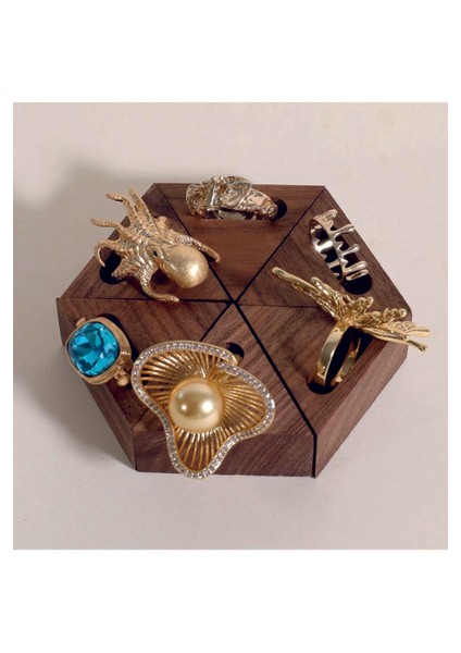 Yüzük Sergileme Standı, Ahşap Takı Sergileme Podyumu, Takı Düzenleyici Stand, Üçgen Set 2 (6 Adet) fiyatları