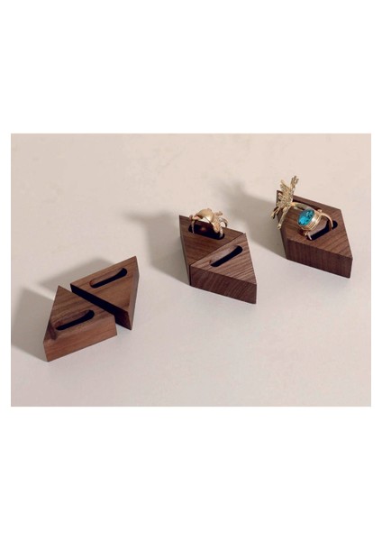 Yüzük Sergileme Standı, Ahşap Takı Sergileme Podyumu, Takı Düzenleyici Stand, Üçgen Set 2 (6 Adet) fırsatları