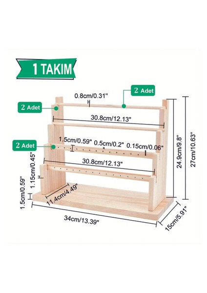 Kolye Küpe Bileklik Bilezik Standı, Ahşap Takı Sergileme Standı, 4 Kademeli Takı Stand fiyatları