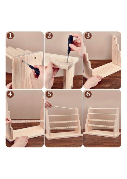 Kolye Küpe Bileklik Bilezik Standı, Ahşap Takı Sergileme Standı, 4 Kademeli Takı Stand indirimleri