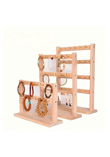 Kolye Küpe Bileklik Bilezik Standı, Ahşap Takı Sergileme Standı, 4 Kademeli Kançalı Stand indirimleri