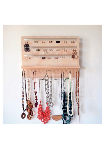 Kolye ve Küpe Standı, Duvara Asılan Ahşap Takı Sergileme Standı, Dolap Içi Takı Düzenleyici modelleri