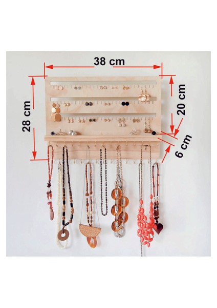 Kolye ve Küpe Standı, Duvara Asılan Ahşap Takı Sergileme Standı, Dolap Içi Takı Düzenleyici indirimleri