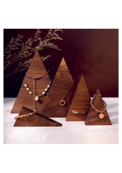 Ahşap Takı Sergileme Standı, Teşhir Podyumu, Kolye Küpe Bileklik Bilezik Sergi Standı (5A Det Set)