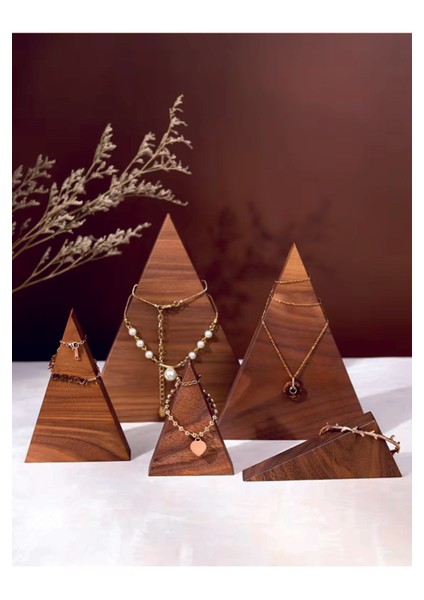 Ahşap Takı Sergileme Standı, Teşhir Podyumu, Kolye Küpe Bileklik Bilezik Sergi Standı (5A Det Set)