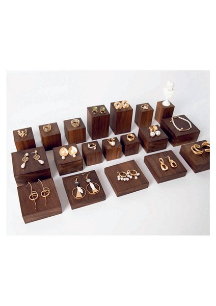 Ahşap Takı Sergileme Podyumu, Takı Düzenleyici Stand, Yüzük, Bilezik, Küpe Sergileme Standları Set 3