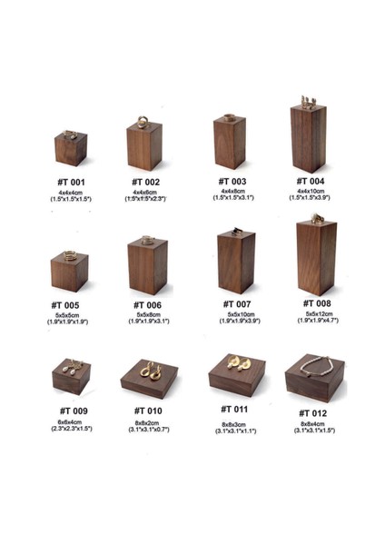 Ahşap Takı Sergileme Podyumu, Takı Düzenleyici Stand, Yüzük, Bilezik, Küpe Sergileme Standları Set 3 modelleri