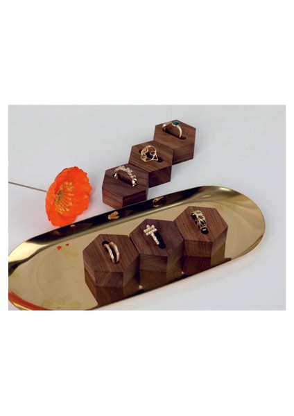 Yüzük Sergileme Standı, Ahşap Takı Sergileme Podyumu, Takı Düzenleyici Stand, Altıgen Set 1 (6 Adet) fırsatları