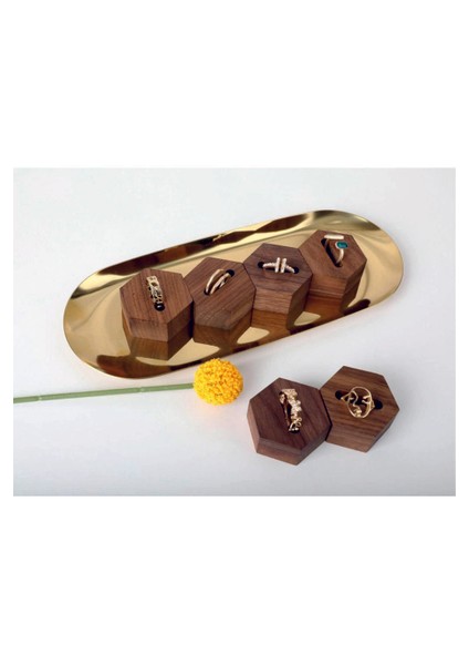 Yüzük Sergileme Standı, Ahşap Takı Sergileme Podyumu, Takı Düzenleyici Stand, Altıgen Set 1 (6 Adet) indirimleri