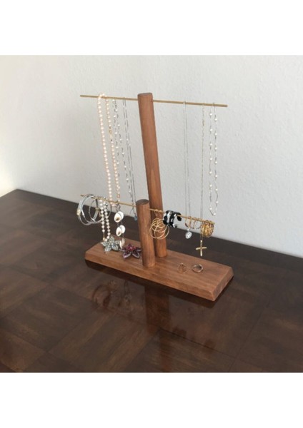 Ahşap - Gold Kaplama Çelik Takı Standı Takı Düzenleyici Takı Organizeri 2 Kademeli fiyatları