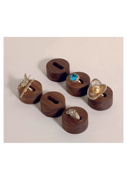 Yüzük Sergileme Standı, Ahşap Takı Sergileme Podyumu, Takı Düzenleyici Stand, Daire Set 3 (6 Adet)