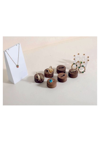 Yüzük Sergileme Standı, Ahşap Takı Sergileme Podyumu, Takı Düzenleyici Stand, Daire Set 3 (6 Adet) modelleri