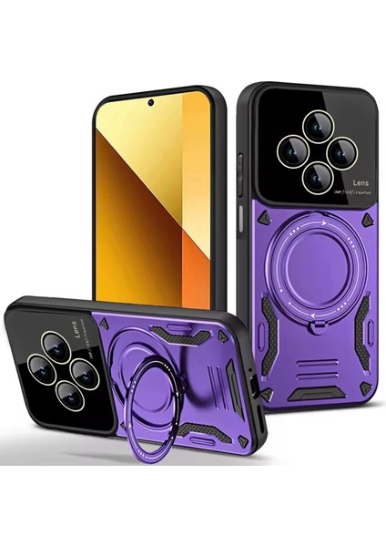 Bfs Xiaomi Redmi 14C Kılıf Joy Lens Standlı Kapak - Mor