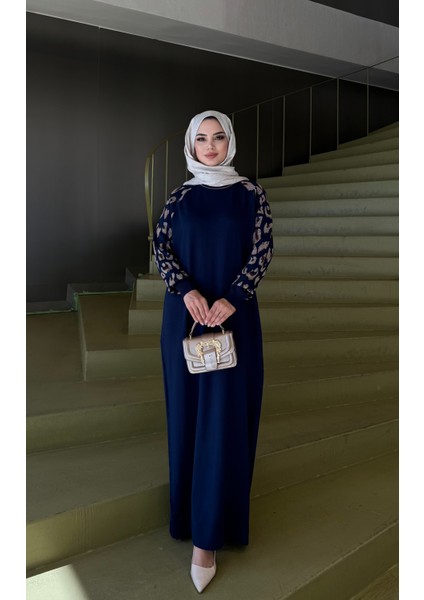 Leopar Desenli Merserize Elbise