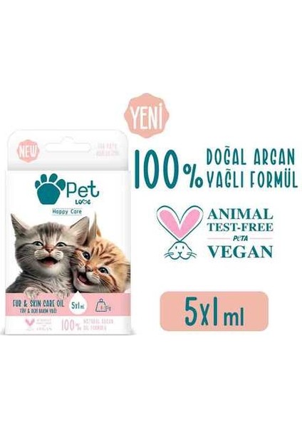 Doğal Argan Yağlı Kediler Için Tüy Bakım Yağı 5X1ML fiyatları