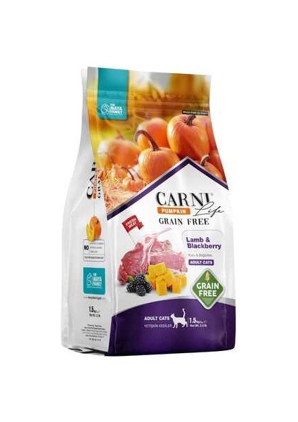 Life Pumpkin Tahılsız Kuzu ve Böğürtlen Yetişkin Kedi Maması 1,5 kg fiyatları