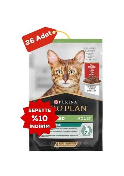 Delicate Biftekli Kısırlaştırılmış Kedi Konservesi 26X85GR 26LI