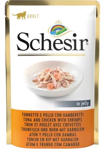 Pouch Jelly Tavuklu Karidesli Kıyılmış Yaş Kedi Maması 85 gr