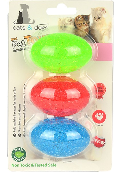 Kedi Oyun Topu Elips Çıngıraklı 3lü