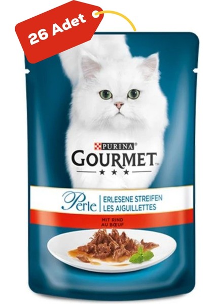 Gourmet Perle Izgara Sığır Etli Yetişkin Kedi Konservesi 26X85GR 26LI