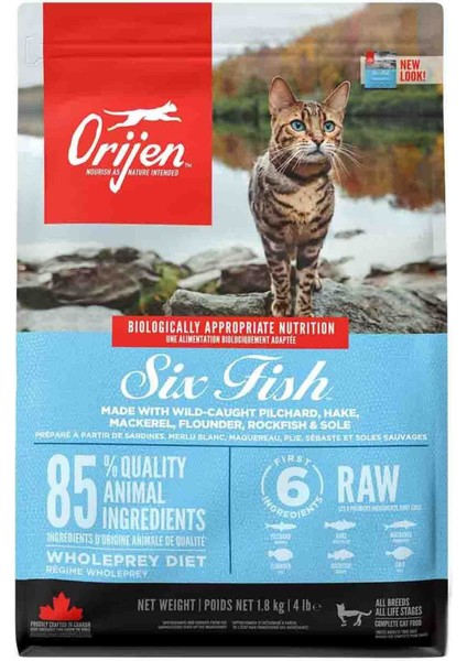 Orijen Six Fish Tahılsız Balıklı Yetişkin Kedi Maması 1,8kg