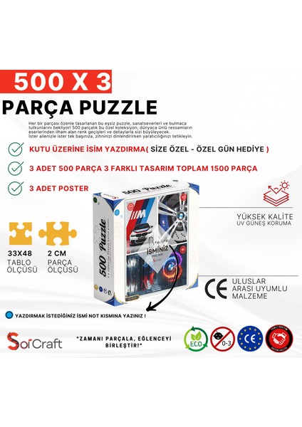 3 Lü 500 Parça Puzzle Tutkunun M Mirası Modeli Kişiye Özel modelleri