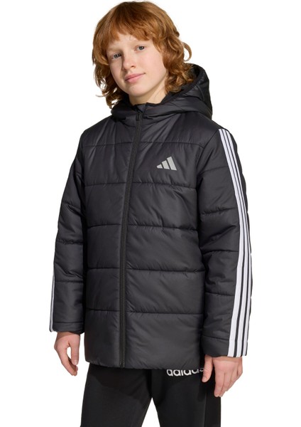 Essentials 3-Stripes Padded Siyah Çocuk Mont