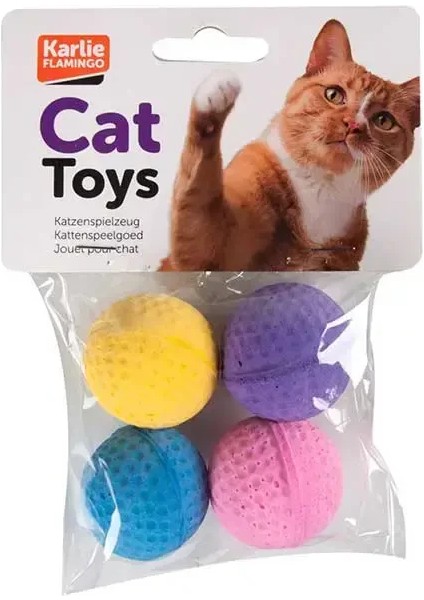Flamingo Yumuşak Sünger Top Kedi Oyuncağı 4cm 4 Adet