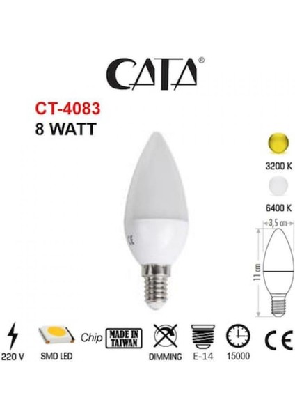 CT-4079 10 Adet Buji Ampul Veya Mum Ampul 15000 Saat Yanma 680LM Yüksek Lümen Parlak BEYAZ Işık fiyatları