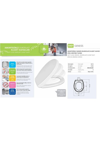 Nkp Genesis Amortisörlü+Tak Çıkar Klozet Kapağı modelleri