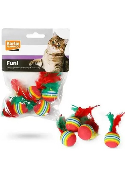 Flamingo Tüylü Top Kedi Oyuncağı 3cm 4 Adet