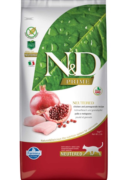 Nd Prime Tahılsız Tavuk ve Narlı Kısırlaştırılmış Kedi Maması 5kg