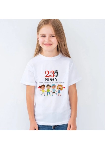 23 Nisan Çocuk Tişörtleri 23 Nisan Beyaz Çocuk Tshirt