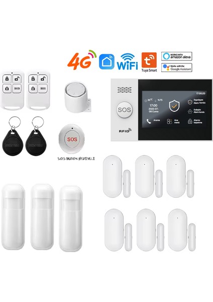 Tuya Akıllı Ev Güvenlik Alarm Sistemleri Kolay Kurulum (Sim Kart/google Asistan/amazon Alexa/uzaktan Bağlantı)