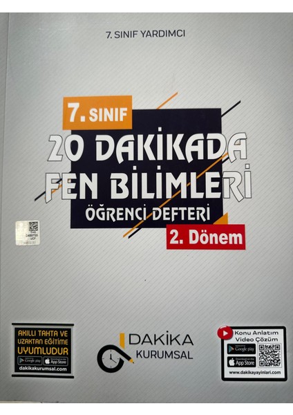 7.sınıf 20 Dakikada Fen Bilimleri Öğrenci Defteri2.dönem