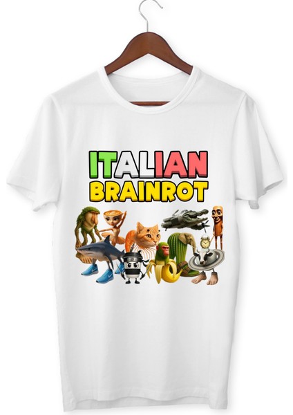 Italıan Braınrot Tişört Çocuk T-Shirt Tung Tung Sahur Yetişkin Unisex Tişört
