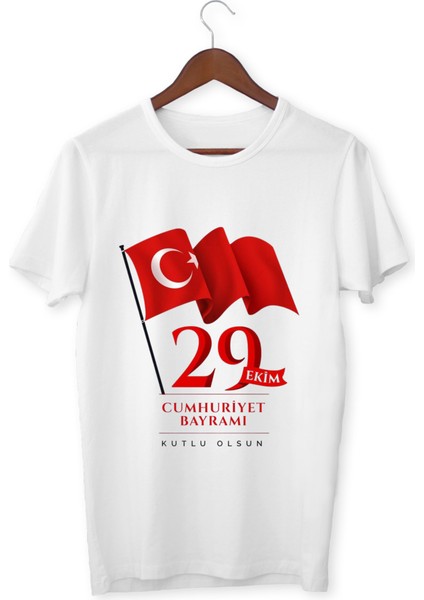 29 Ekim Cumhuriyet Bayramı Tişört 29 Ekim T-Shirt Unisex Çocuk Yetişkin Beyaz Tişört