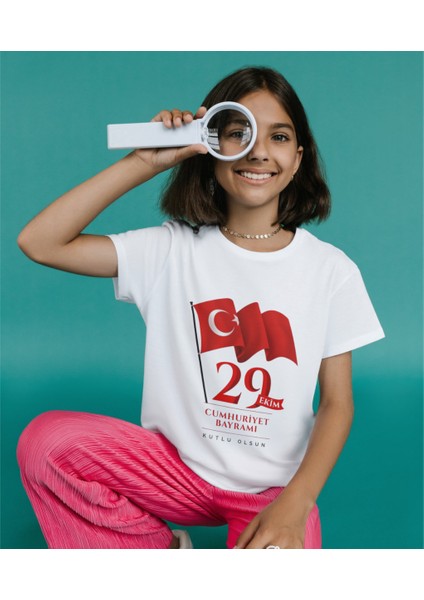 29 Ekim Cumhuriyet Bayramı Tişört 29 Ekim T-Shirt Unisex Çocuk Yetişkin Beyaz Tişört modelleri