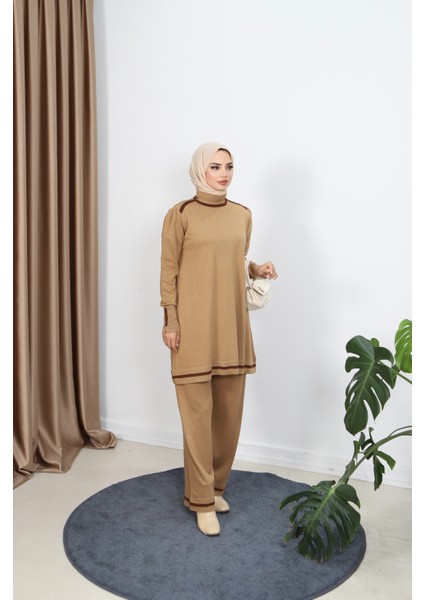 Çift Renkli Merserize Pantolonlu Takım modelleri