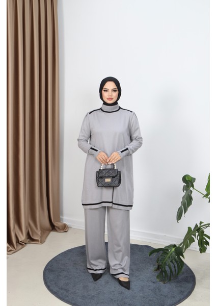 Çift Renkli Merserize Pantolonlu Takım