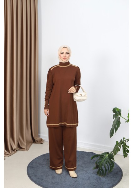 Çift Renkli Merserize Pantolonlu Takım