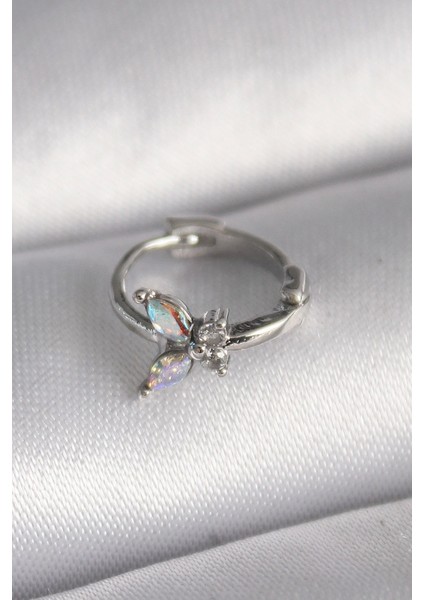 Bfs 316L Çelik Gümüş Renk Zirkon Taşlı Kelebek Model Tragus Piercing