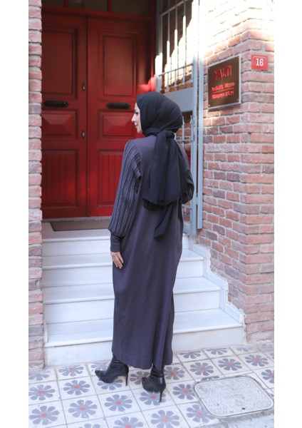 Simli Balon Kol Merserize Elbise