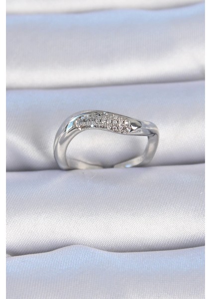 Bfs Pirinç Gümüş Renk Zirkon Taşlı Kadın Yüzük